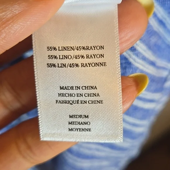 Rails Angelina Linen Rayon Cascade Pin Striped Smocked Waist Mini Dress NWOT - Picture 15 of 16